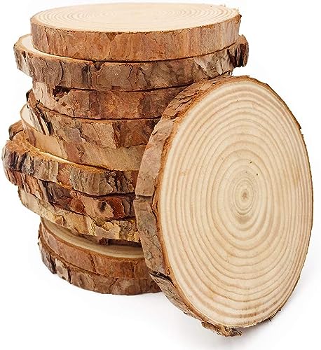 Unfinished Natural Wood Slices 20PCs 9-10cm Craft Wood kit Circles Crafts Christmas Ornaments Rustic Wedding Decoration DIY Crafts with Bark for Crafts โ image 1