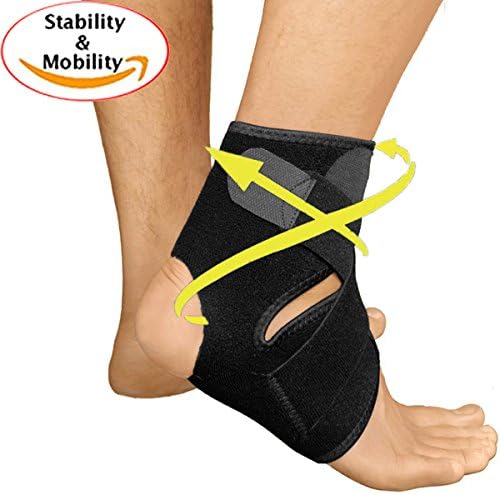 Ankle Brace Support Wrap - Neoprene Sleeve with Adjustable Straps for Foot Injuries, Planter Fasciitis, Ankle Sprains and Recovery.