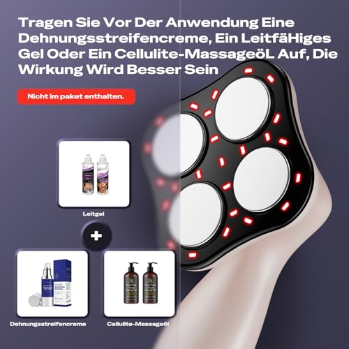 Cellulite Massager Massage Lipedema Massager Anti Cellulite, Proven Effectiveness, Wireless Unisex Massager for Waist, Abdomen, Buttocks, Arms, Legs, Back (Rose Gold)
