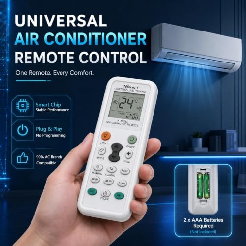 Cagrin Universal Air Conditioner Control K-1028E 1000 in 1 LCD Screen | Features Timer, Clock and Fast Cooling, Compatible with LG, Samsung, Gree, Toshiba, Haier, Midea and More Brands
