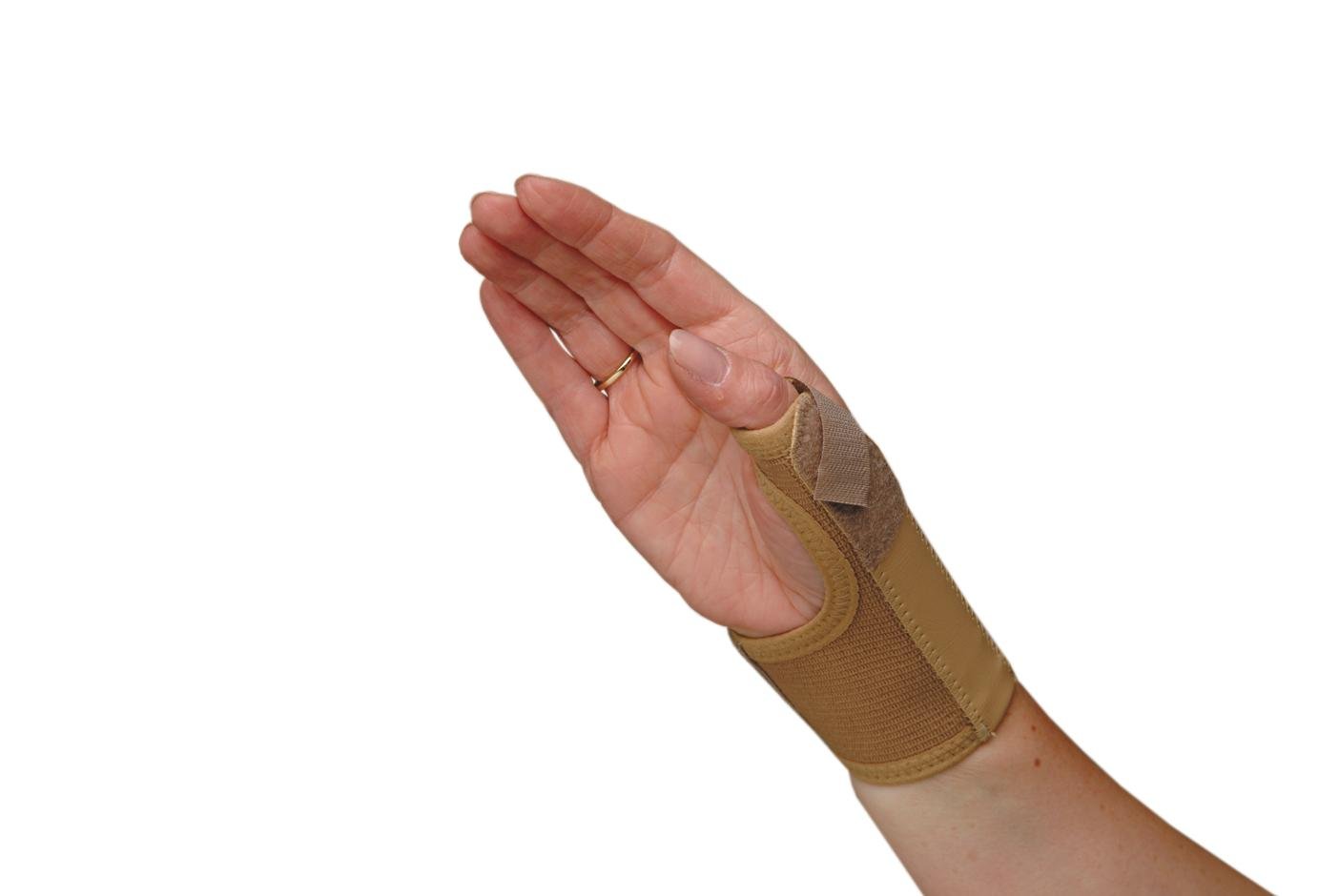 Elastic Thumb Spica, Support, Splint. Beige, Left/Right. For Sprains, Mild Joint Traumas, Arthritis, Sports Injuries, Tendinitis, Bursitis, Thumb Pain, Stabilization. Medically Approved, X-large Right