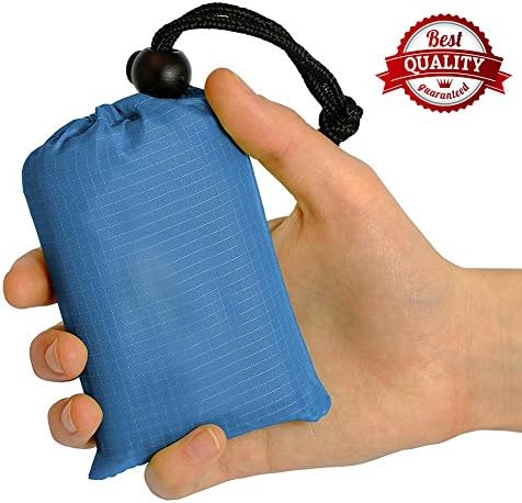110x140cm portable ultra-thin folding pocket blanket camping Waterproof blanket outdoor travel fishing beach mat (Blue)