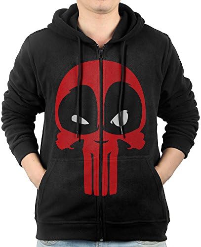 KIHOYG Men's Deadpool And Punisher Mashup Punishpool Hooded Zip Front Sweatshirt
