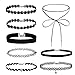 8 Pieces Choker Necklace Velvet Classic Vintage Lace Collar Girls Tattoo Gothic Stretch Set