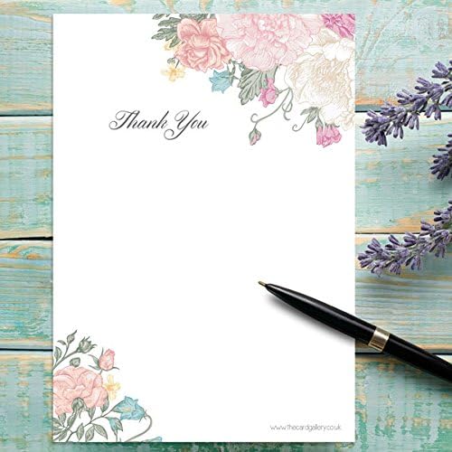 Vintage Flowers - Thank You Note Sheets & Envelopes - Pack of 20