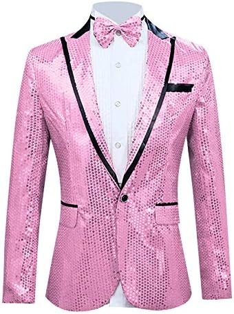 Slim Suit for Men Big Sale-Jiayit Men's Slim Suit Blazer Sequins Host Party with Bow Tie