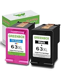 GREENBOX Chip - Cartucho de tinta de repuesto para HP 63XL 63 XL usado en HP Envy 4520 4516 HP Officejet 5255 5258 4650 3830 3833 HP DeskJet 1112 3632 (1 negro, 1 tri-color)