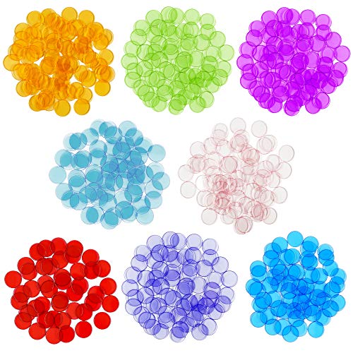 image for Hebayy 500 Transparent 8 Color Clear Bingo Counting Chip Plastic Marke
