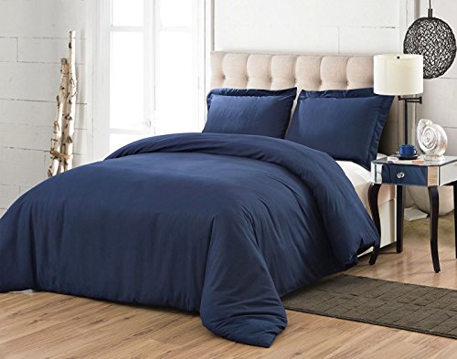 Word of Dream Brushed Microfiber Duvet Cover Set - Lightweight and Soft - Full/Queen, Navy