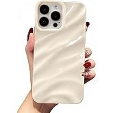 QLTYPRI Cute Case for iPhone 15 Pro, Beige | Wavy Water Ripple Pattern Phone Case for Girls Women, Slim Satin Glossy Soft Silicone TPU Bumper Shockproof Protective Cover