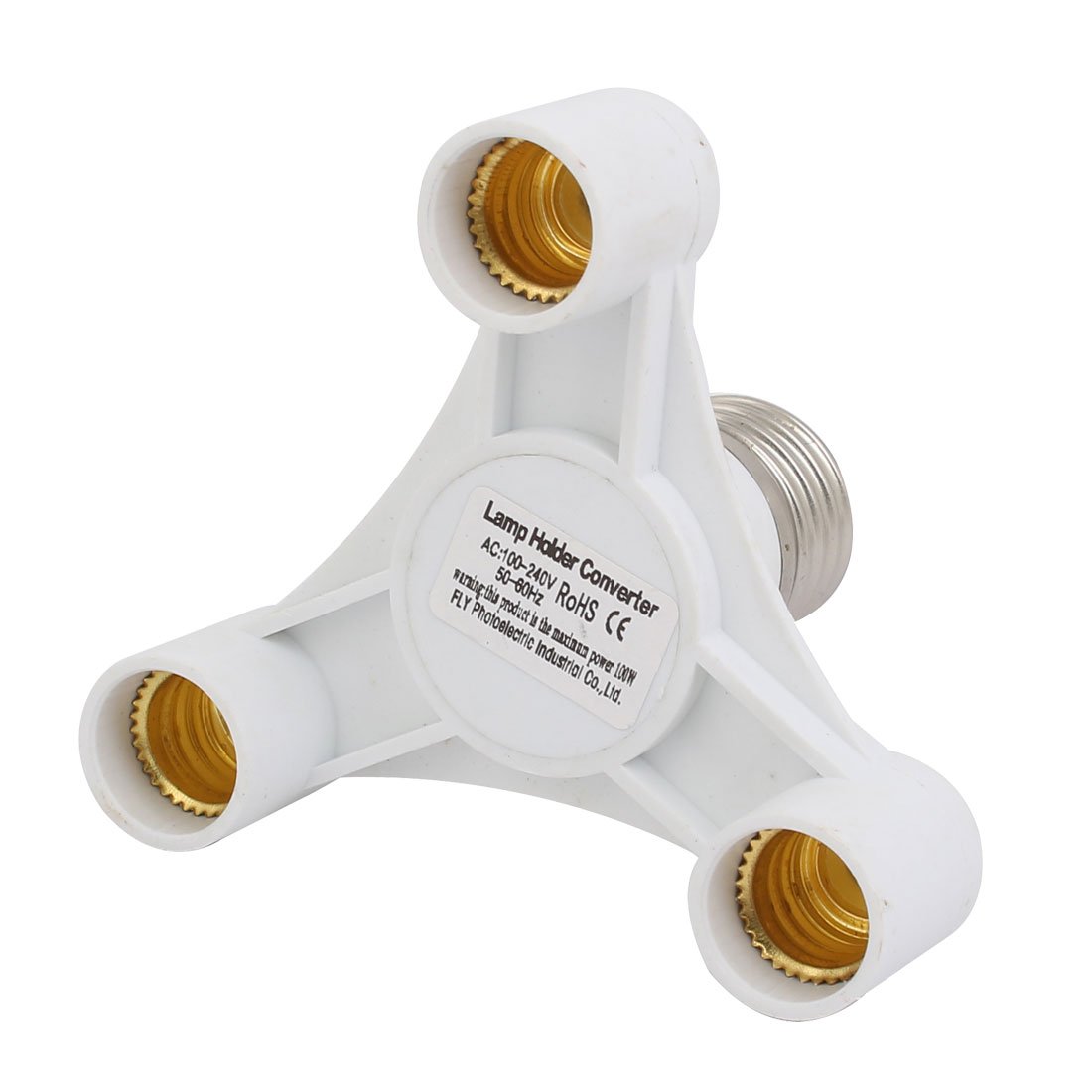 sourcing map E27 to Three E14 3 in 1 Lamp Holder Converter Light Extender Splitter Socket