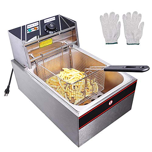 WeChef 6L 2500W Countertop Electric Single Large Tank Deep Fryer Basket French Fry Commercial Restaurant Kitchen Home