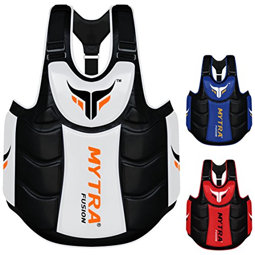 Mytra Fusion Chest & Belly Protector Body Shield Body Armor Body Pad Body Protector Chest Ribs and Belly Protector for Boxing MMA Muay Thai Fitness Gym Workout (White Black)