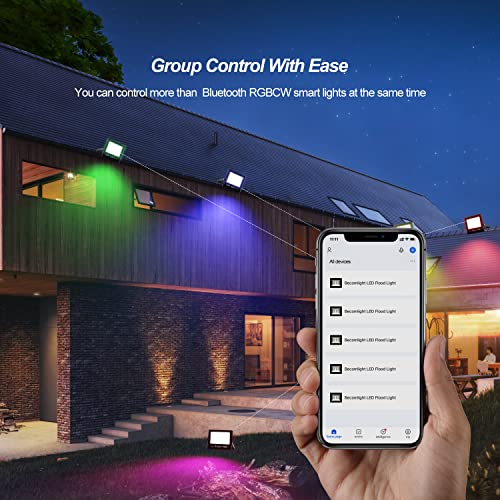 HELVAK Flood Lights Outdoor,100W RGBCW Smart Home Lighting, Outdoor Spot Lights Yard Landscape Lighting with APP Control+2.4G Remote Control, for Garden Stage Lighting,Party