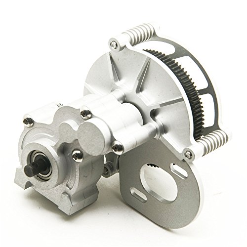 MOHERO Aluminum Center Transmission Case/Gearbox with Straight Gear for 1/10 Axial SCX10 RC Model Crawler Car (Silver) - Thumbnail 2