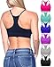 Barbra's 6 Pack Regular Size(Small-Large) Wirefree Yoga Bras with Removable Pads, Pink/Mint/Navy/Purple/White/Black