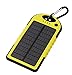 5000mAh Solar Battery Panel Dual USB Port Rain-resistant, Dirtproof and Shockproof Portable Charger Backup External Battery Pack Power Bank for iPhone 5S, 5C, 5, iPhone 4S, 4,iPad Air, Mini (Apple Adapters not Included) Samsung Galaxy S5, S4, S3, S2, Note 3, Note 2, HTC New one, M7, Android Smartphone and Tablets, Window Phones and More Other Devices(Yellow)