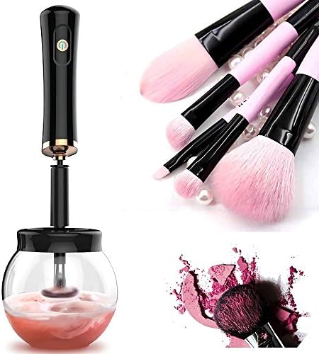 Makeup Brush Cleaner, Snaplando electronic 360 Rotation Make up Brush Cleaner and Dryer with 8 Rubber Holders, Suit for All size Makeup Brushes (Black)