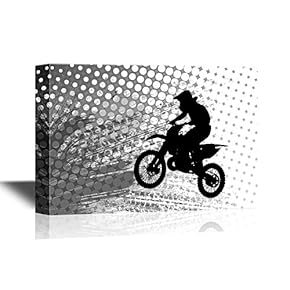 Extreme Sport Canvas Wall Art - Man Doing Motor Bike Stunt - Gallery Wrap Modern Home Art | Ready to Hang - 12x18 inches