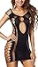 Freemale Women Sexy Seamless Cut Out Fishnet Stretch a Mini Dress Chemise Lingerie Black