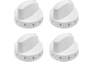 Saihisday 316442512 4pcs Burner Control Knob Stove Knob White Gas Oven Range Control Assembly Replacement for Frigidaire, Sea