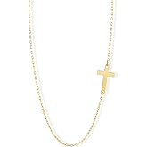 Gelin Real 10K Solid Gold Cross Necklace for Women, 18 inch