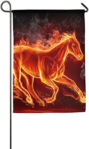 Horse Flame Summer Birthday Small Fall Outdoor Garden Flags Polyester Fiber Stand 12x18 Banners