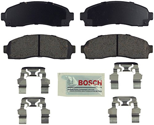 Bosch BE833H Blue Disc Brake Pad Set with Hardware for Select 1995-11 Ford, Mazda, and Mercury SUVs and Trucks - FRONT