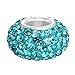 BoRuo Charms 925 Sterling Silver Czech Crystal Aquamarine Glass Ball Beads Spacers March Birthstone Solid Core Charm Fit All Bracelets.