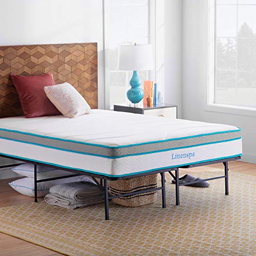 Linenspa 12 Inch Gel Memory Foam Hybrid Mattress with Linenspa 14 Inch Folding Platform Bed