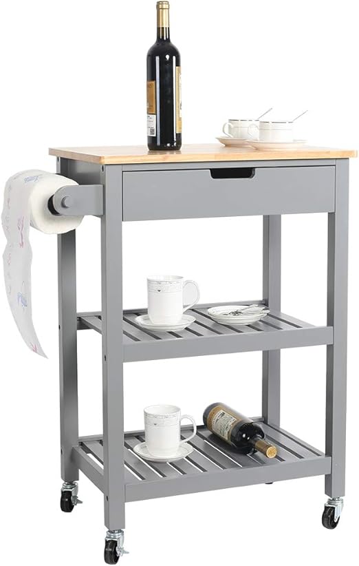 Amazon Com Eclife Kitchen Islands Cart Rolling Kitchen Cart Grey