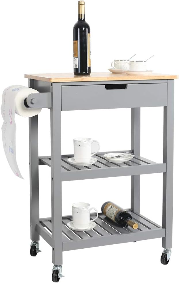 ONG Kitchen Cart Rolling Microwave Cart Stand on Wheels