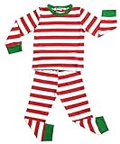 LQVOG Baby Boys Girls Long Sleeve Xmas Stripe Sleepwear Pants Pajamas Set
