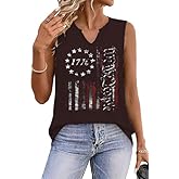 ehizrvo V Neck USA Patriotic Tank Tops for Women 4th of July America Stars Stripes Flag Graphic Shirts Sleeveless Tops