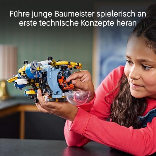 Technic Tiefseeforscher U-Boot Spielzeug, Bauspielzeug für Kinder, Jungen und Mädchen ab 9 Jahren, kreative Geschenkideen zum Geburtstag, baubares Fahrzeug, mit drehenden Propellern 42201