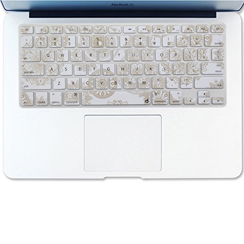 Masino Silicone Keyboard Cover Ultra Thin Keyboard Skin for MacBook Air 13" MacBook Pro with Retina Display 13"15" 17" (Printing Light Brown in White)