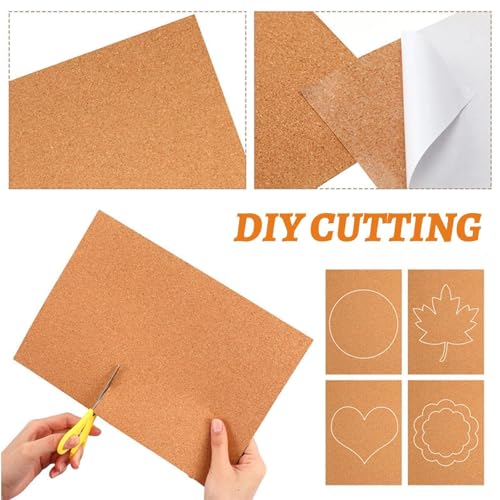 Zyiphor 6 Pieces Self-Adhesive Cork Sheets 30 x 21 cm Cork Plates 6 mm Thick Panels for Wall Decoration Blackboards Corks for DIY Crafts and Bulletin Boards