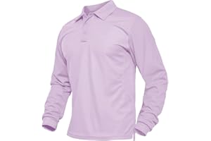 BIYLACLESEN Men's Jersey Golf Polo Shirts Outdoor Pique Performance Tactical Military Long Sleeve Shirts