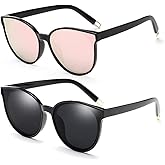 Polarized Oversized Sunglasses for Women Men Trendy Cateye Sun Glassses Retro Large Frame Shades Black