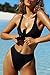 QINSEN Ladies Push up Padded Bandage High Waist Thong 2PCS Bikini Bathing Suit Black XL