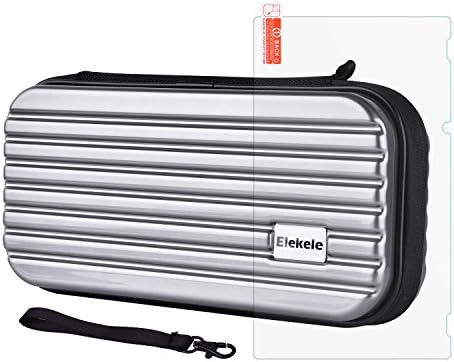 Carry Case for Nintendo Switch - Elekele Protective Portable Case Shell Pouch 12 Card Slots Design for Nintendo Switch Game Console &amp; Accessories (Silver, PC)