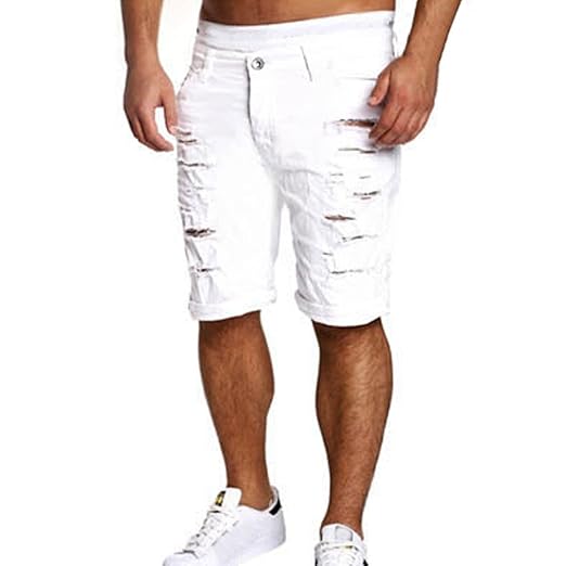 Herren Shorts Kurze Hose, Dasongff Herren Chino-Shorts Kurze Zerrissen Jeans Shorts Destroyed Loch Bermudashorts Knielang Kur