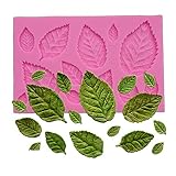 Wocuz Mini Rose Flower Leaves Vein Silicone Mold Gum Paste Fondant Mold Cake Border Cupcake Silicone Lace Mat Mold Decoration Tool, 3.9
