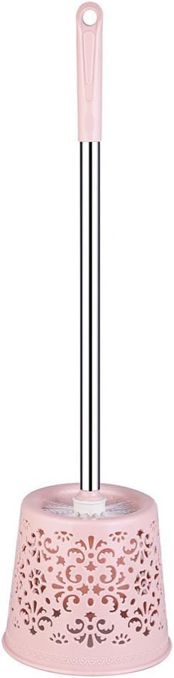 Carlo Romani Toilet Brush, Bathroom Wash Cleaning Toilet Brush with Stand Stainless Steel Hollow Sub Pink