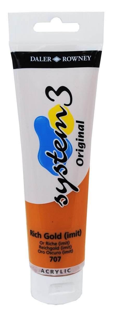 Daler Rowney System 3 Original Acrylic Paint 150ml Tubes - Full Range Rich Gold Hue