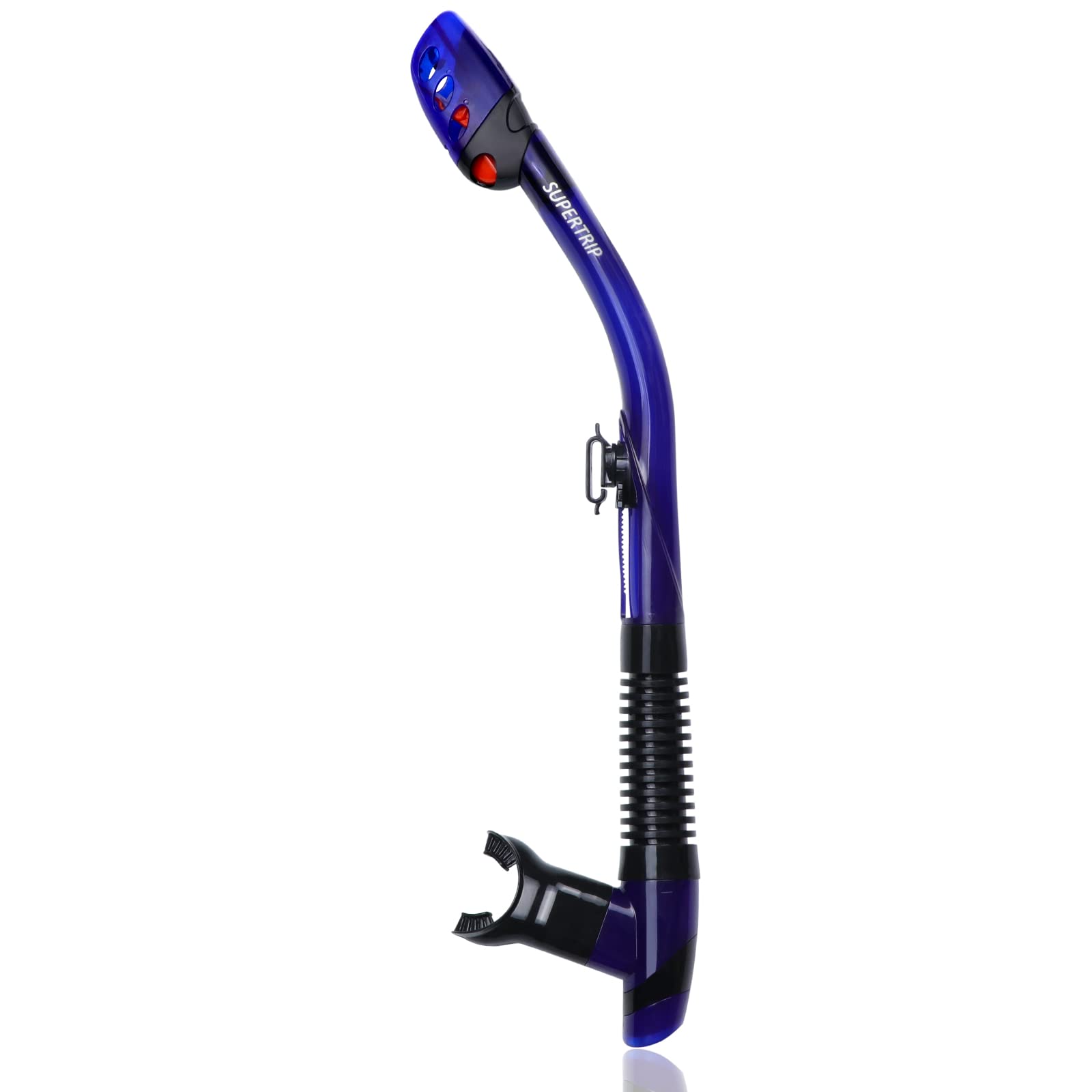 Supertrip Adults Dry Snorkel, Easy Breath Scuba Diving Snorkel with Splash Guard and Top Valve, Freediving Snorkeling Swimming Snorkel Tube for Adults Youth, blue