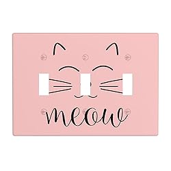 Moslion Pink Cat Face 3-Gang Switch Plug Covers