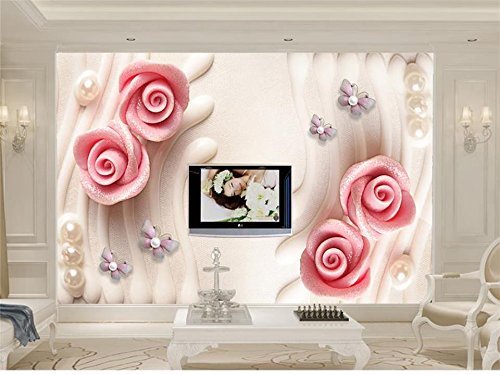 image for 350X260Cm, 3D Wallpaper Photo Wallpaper Living Room Mural Pearl Rose B