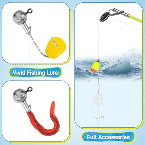 Starvortex Kids Fishing Rod Starter Set Fishing Reel Bait Line Hook Bag Portable Starter Kit Ideal for Beginners Outdoor Toy or Gift