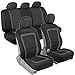 BDK Advanced Performance Black & Gray Charcoal Car Seat Covers & Heavy Duty Rubber Floor Mats Combo (w/Motor Trend 2-Tone Mats)